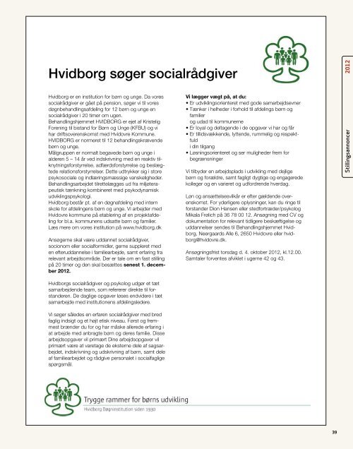 SocialrÃ¥dgiveren nr. 14-2012 - Dansk SocialrÃ¥dgiverforening