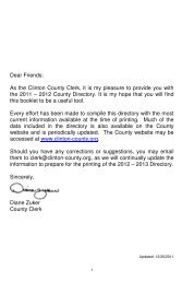 Dear Friends: As the Clinton County Clerk, it is my pleasure to ...
