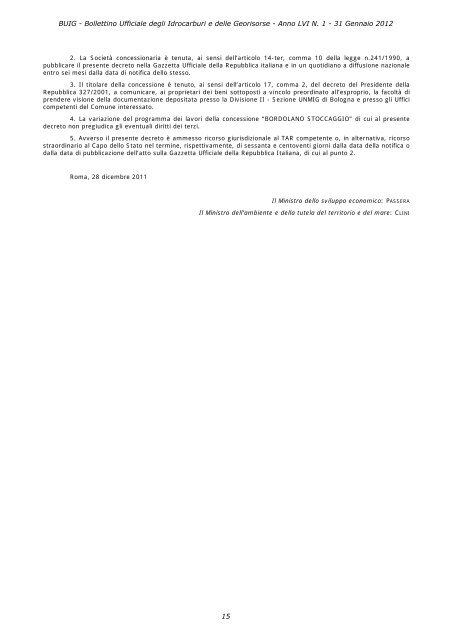 Bollettino Ufficiale degli Idrocarburi e delle Georisorse - Unmig ...