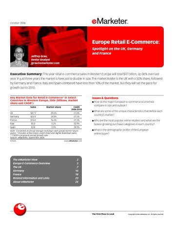 Europe Retail E-Commerce, October 2006 - Swiss Media Tool