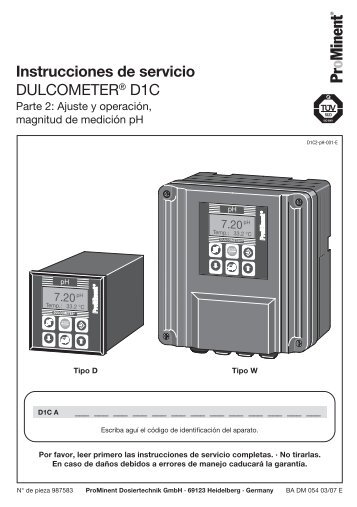 Instrucciones de Servicio - DULCOMETERÂ® D1C - Parte 2 - ProMinent