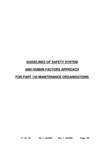 guidelines of safety system and human factors approach for part 145 ...