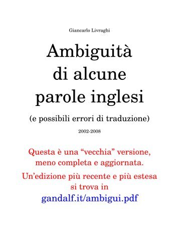 Ambiguità di alcune parole inglesi - Gandalf