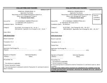 Himachal Gramin Bank Challan Form