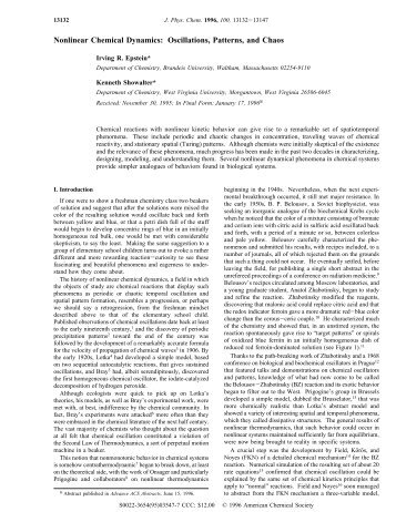 Nonlinear Chemical Dynamics: Oscillations, Patterns, and Chaos