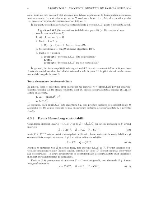 Proceduri numerice de analizËa sistemicËa