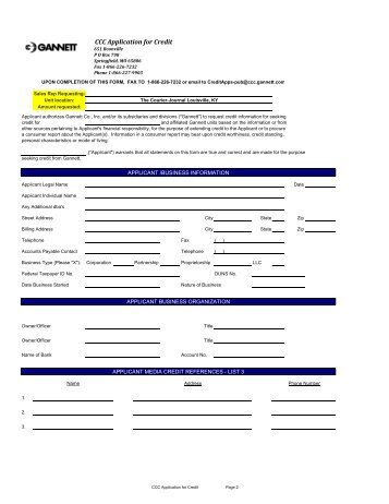 CCC Application for Credit - The Courier-Journal
