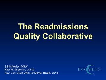 NYS Behavioral Health Readmission Collaborative, Edith Kealey ...