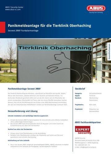 Panikmeldeanlage für die Tierklinik Oberhaching - ABUS Security ...