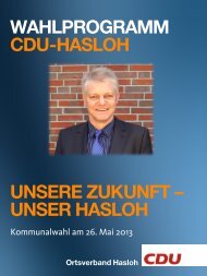 Wahlprogramm 2013 - CDU OV Hasloh