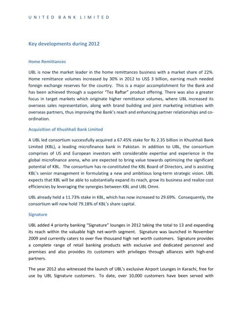 Financial Statements - United Bank Limited