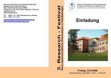 3. Research-Festival 2008 Programm - Christliches Krankenhaus ...