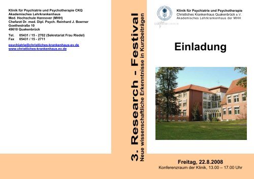 3. Research-Festival 2008 Programm - Christliches Krankenhaus ...