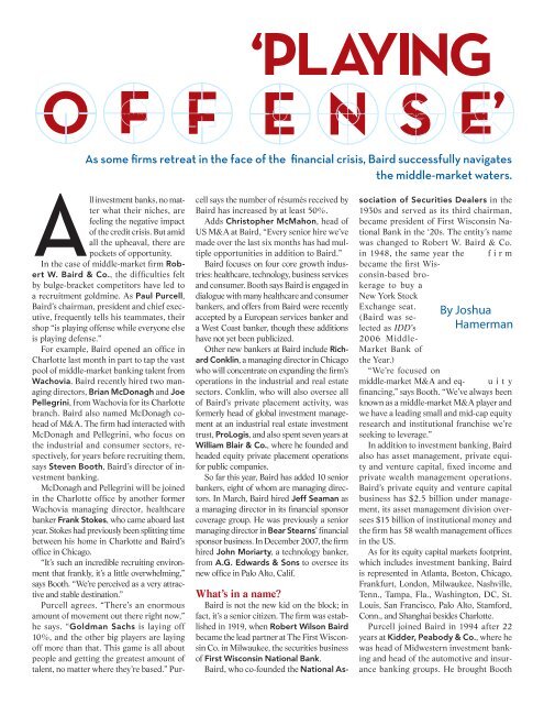 'Playing Offense' - Robert W. Baird