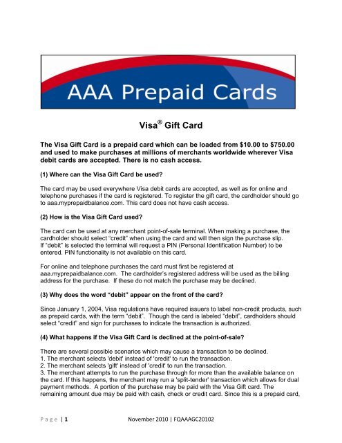 Visa Gift Card - AAA.com