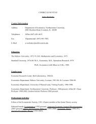 CURRICULUM VITAE Asher Wolinsky Contact Information Address ...