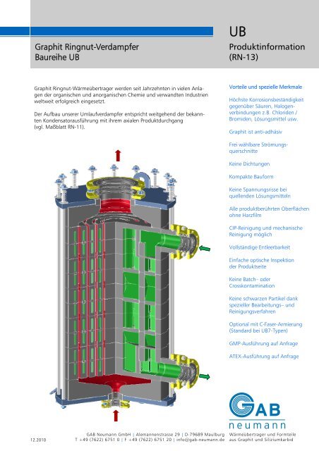Graphit Ringnut-Verdampfer Baureihe UB ... - GAB Neumann Gmbh