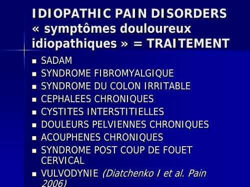 TRAITEMENTS DU SYNDROME FIBROMYALGIQUE