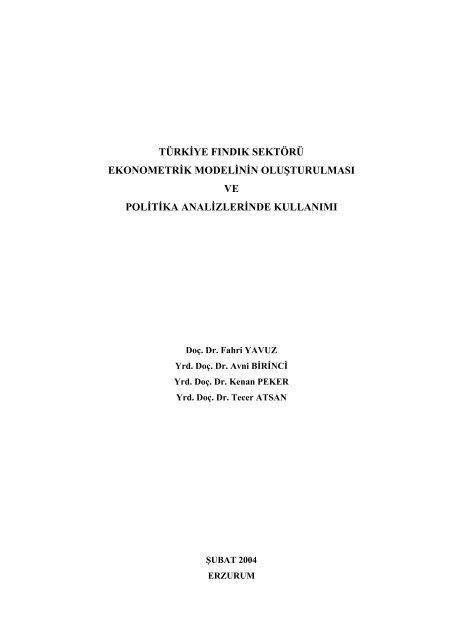 proje adı - Tarımsal Ekonomik Araştırma Enstitüsü