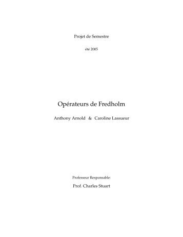 OpÃ©rateurs de Fredholm - Carolyn Lassueur et Anthony ... - CQFD