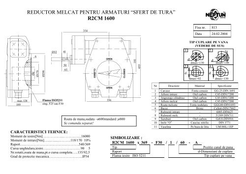 reductor melcat pentru armaturi “sfert de tura” r2cm ... - Neptun Gears