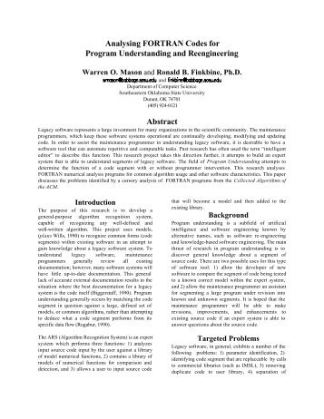 Analysing FORTRAN Codes for Program Understanding and ...