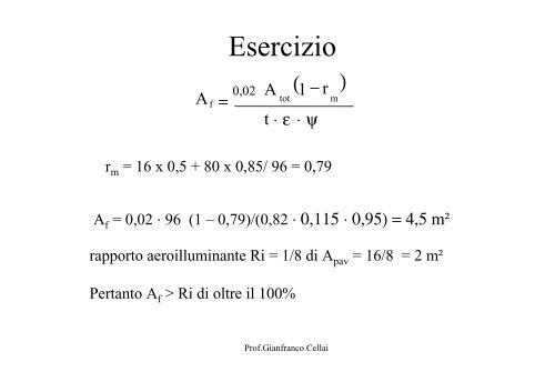 Fattore di luce diurna - Dipartimento di Tecnologie dell'Architettura e ...