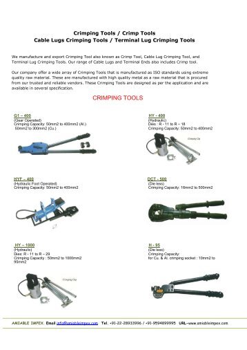 CRIMPING TOOLS - Amiable Impex
