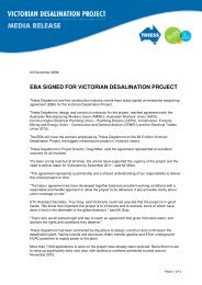 EBA SIGNED FOR VICTORIAN DESALINATION PROJECT - Thiess