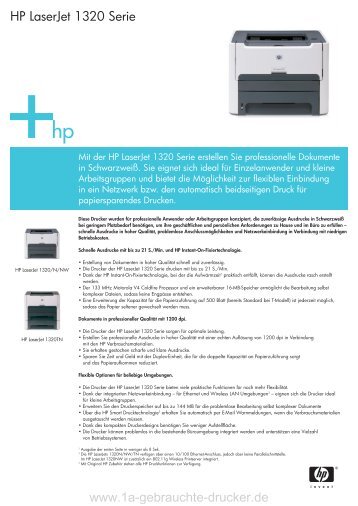 Datenblatt HP Laserjet 1320 Serie - 1a-gebrauchte-Drucker.de