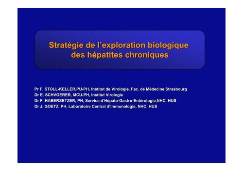 StratÃ©gie de l'exploration biologique des hÃ©patites chroniques