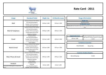Rate Card - 2011