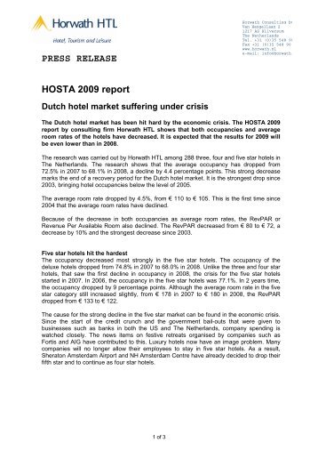 PRESS RELEASE HOSTA 2009 report - Horwath HTL