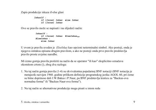 LEKSIKA, SINTAKSA I SEMANTIKA C++ JEZIKA - FESB