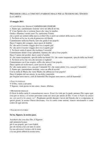 PREGHIERA DELLA COMUNITÀ PARROCCHIALE PER LE ...