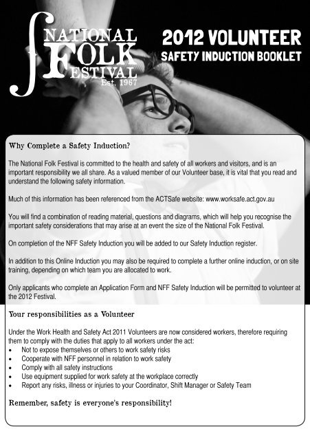 2012 Volunteer Safety Induction Booklet - National Folk Festival