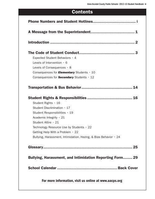 Student Handbook - Anne Arundel County Public Schools