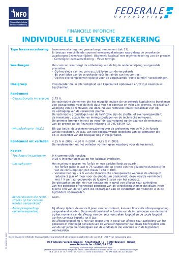 INDIVIDUELE LEVENSVERZEKERING - Federale Verzekering