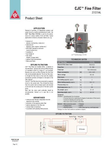 Product Sheet CJC™ Fine Filter 27/27/AL - Cjc.dk