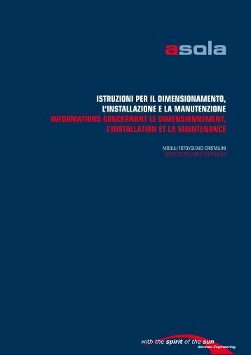 IstruzIonI per Il dImensIonamento, l'InstallazIone e la ... - asola