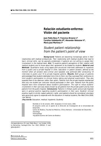 âRelaciÃ³n estudiante-enfermo: VisiÃ³n del pacienteâ completo en PDF.