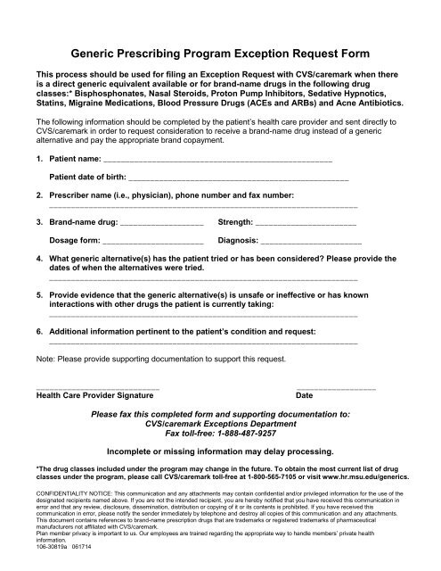 Caremark Exception Request Form