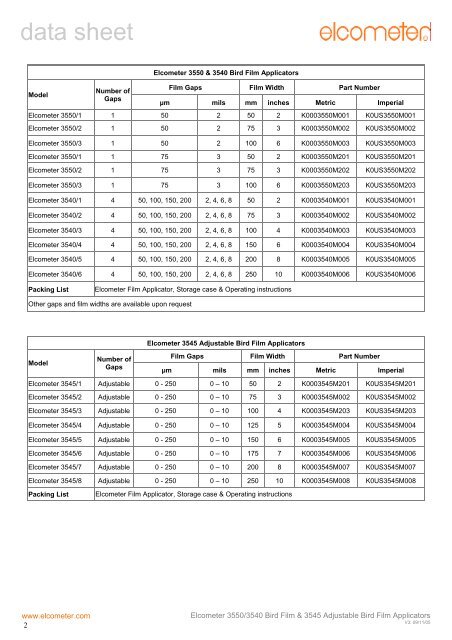 data sheet