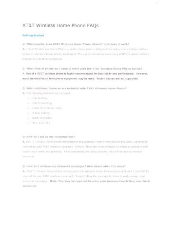 AT&T Wireless Home Phone FAQs