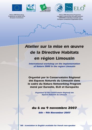 Atelier sur la mise en œuvre de la Directive Habitats ... - Natura 2000
