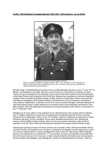 Profile - W/Cdr Michael Constable Maxwell, DSO, DFC ... - Home Page