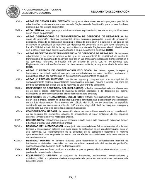 Reglamento de ZonficaciÃ³n - H. Ayuntamiento de Centro