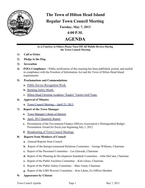 Complete Agenda Package - Town of Hilton Head Island