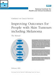 Improving outcomes for people with skin tumours including melanoma