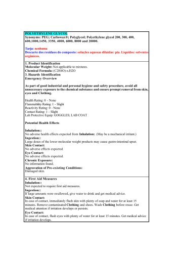 POLYETHYLENE GLYCOL Synonyms: PEG; Carbowax ... - USP